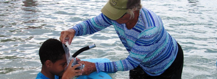 Students are able to use snorkel gear to explore the ocean. 